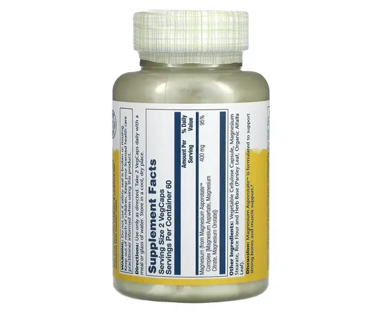 Solaray Magnesium Asporotate 400 mg 120 caps, image , зображення 2