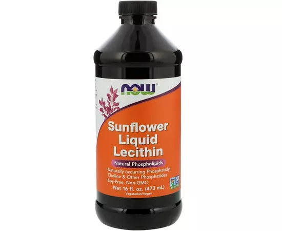 NOW Sunflower Liquid Lecithin 473 ml, image 
