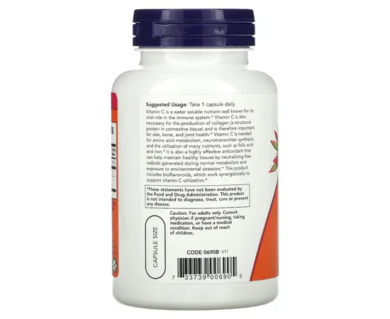 NOW C-1000 With 100 mg of Bioflavonoids 100 caps, image , зображення 3