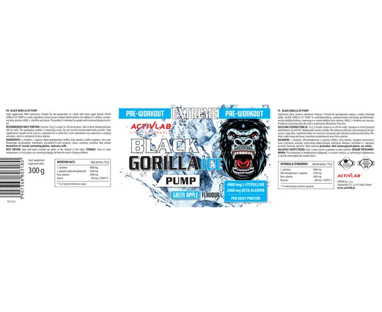 Activlab Black Gorilla Ice Pump 300 g, Фасовка: 300 g, Вкусы: Strawberry Lemonade / Клубничный Лимонад, Activlab Black Gorilla Ice Pump 300 g, Фасовка: 300 g, Вкусы: Strawberry Lemonade / Клубничный Лимонад , изображение 4 в интернет магазине Mega Mass