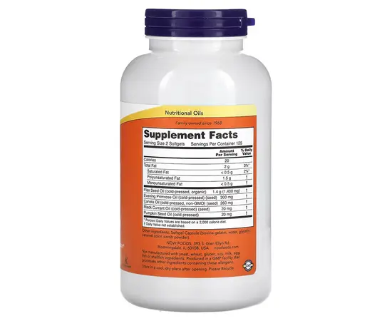 NOW Omega 3-6-9 1000 mg 250 softgels, Фасування: 250 softgels, image , зображення 2