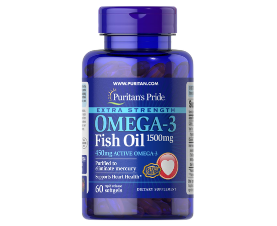 Puritan's Pride Omega-3 Fish Oil (Extra Strength) 1500 mg 60 softgels, Puritan's Pride Omega-3 Fish Oil (Extra Strength) 1500 mg 60 softgels  в интернет магазине Mega Mass