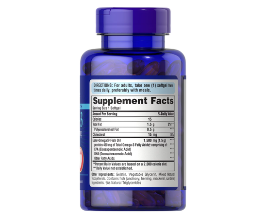 Puritan's Pride Omega-3 Fish Oil (Extra Strength) 1500 mg 60 softgels, image , зображення 2