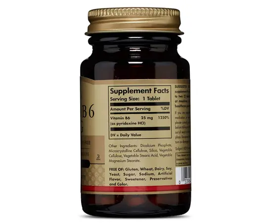 Solgar Vitamin B-6 25 mg 100 tabs, image , зображення 2