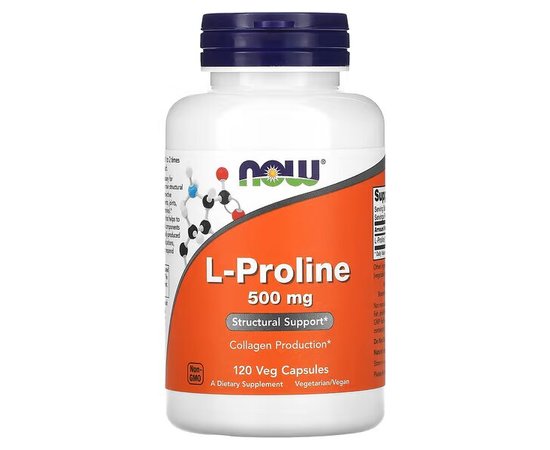 NOW L-Proline 500 mg 120 caps, image 