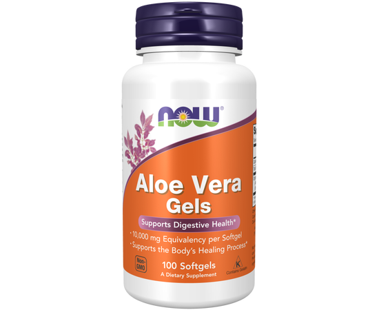 NOW Aloe Vera Gels 10 000 mg 100 softgels, NOW Aloe Vera Gels 10 000 mg 100 softgels  в интернет магазине Mega Mass