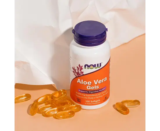 NOW Aloe Vera Gels 10 000 mg 100 softgels, image , зображення 5