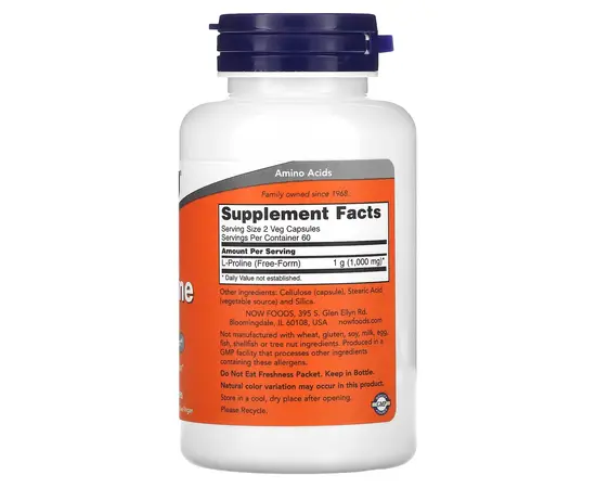 NOW L-Proline 500 mg 120 caps, NOW L-Proline 500 mg 120 caps , изображение 2 в интернет магазине Mega Mass