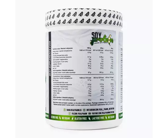 Real Pharm Soy Protein 600 g, Фасовка: 600 g, Смак:  Strawberry / Полуниця, image , зображення 2