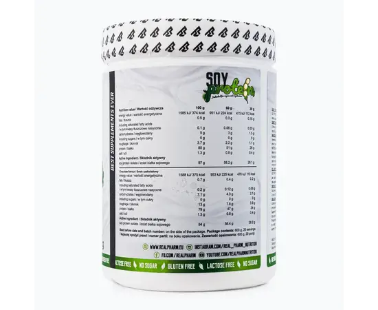 Real Pharm Soy Protein 600 g, Фасування: 600 g, Смак:  Strawberry / Полуниця, image , зображення 2