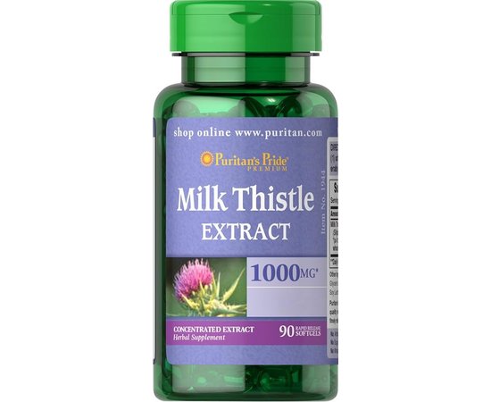 Puritan's Pride Milk Thistle extract 1000 mg 90 softgels, image 
