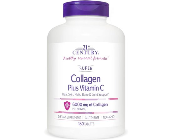 21st Century Collagen Plus Vitamin C 6000 mg 180 tabs, image 