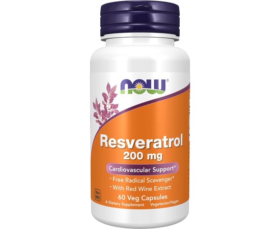 NOW Natural Resveratrol 200 mg 60 caps, image 