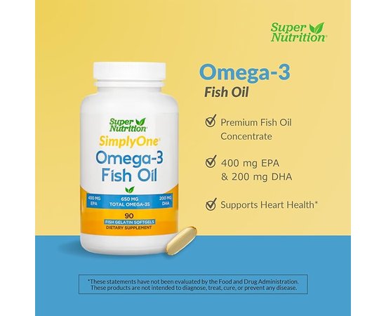 Super Nutrition SimplyOne Omega-3 Fish oil 90 sofrgels, image , зображення 4