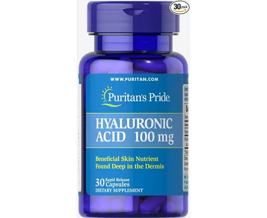 Puritan's Pride Hyaluronic Acid 100 mg 30 caps, Фасовка: 30 caps, Puritan's Pride Hyaluronic Acid 100 mg 30 caps, Фасовка: 30 caps  в интернет магазине Mega Mass