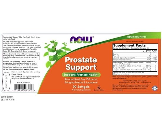 NOW Prostate Support 90 Softgels, image , зображення 3