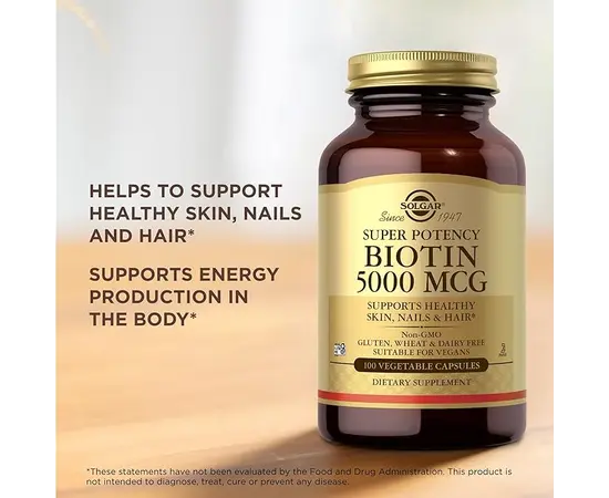 Solgar Biotin 5000 mcg 50 veg caps, image , зображення 5