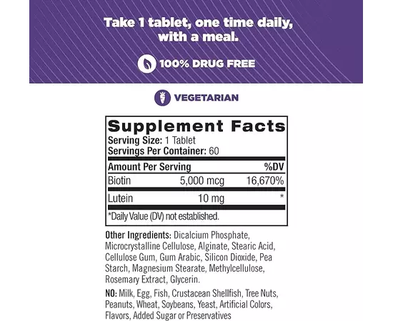 Natrol Biotin Plus Beauty 5.000 mcg 60 tabs, image , зображення 3
