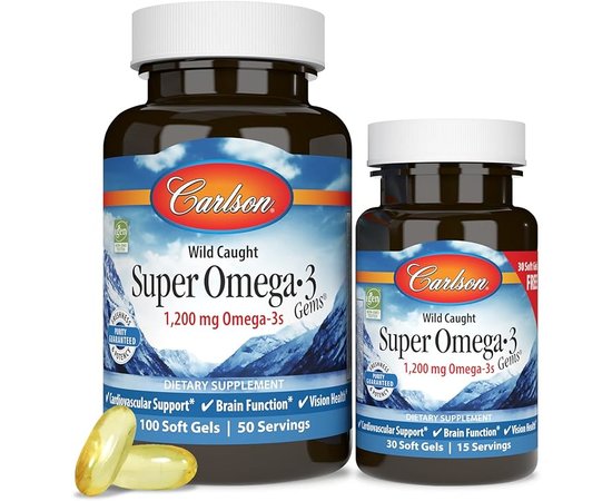 Carlson Super Omega 3 1,200 mg 100+30 softgels, image , зображення 5