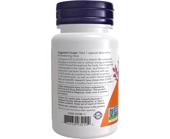 NOW CoQ10 100 mg 30 caps, Фасування: 30 caps, Концентрація: 100 mg, image , зображення 3