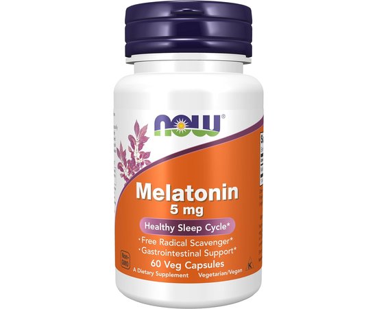 NOW Melatonin 5 mg 60 caps, image 