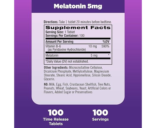 Natrol Melatonin 5 mg 100 tabs, Natrol Melatonin 5 mg 100 tabs , изображение 2 в интернет магазине Mega Mass