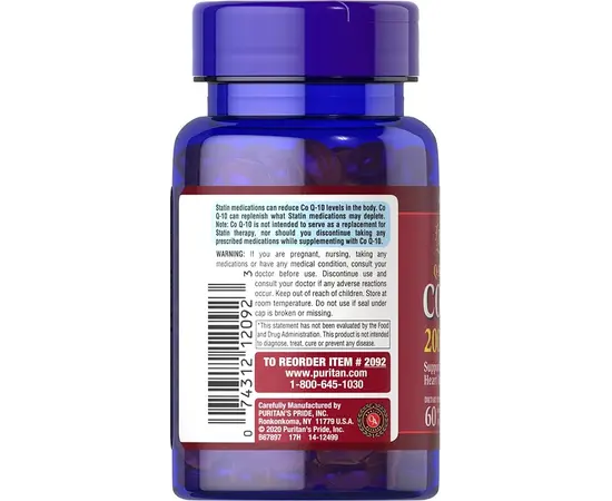 Puritan's Pride CO Q-10 100 mg 120 softgels, Фасування: 120 softgels, image , зображення 3