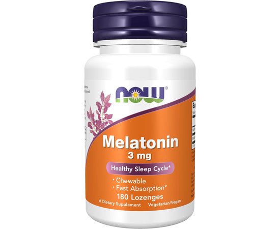 NOW Melatonin 3 mg 180 lozenges, Фасовка: 180 lozenges, image 