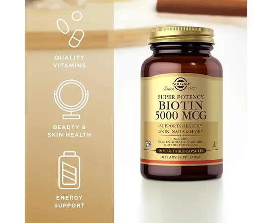 Solgar Biotin 5000 mcg 50 veg caps, image , зображення 4