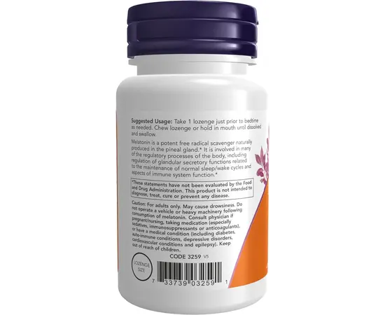 NOW Melatonin 3 mg 180 lozenges, Фасування: 180 lozenges, image , зображення 3