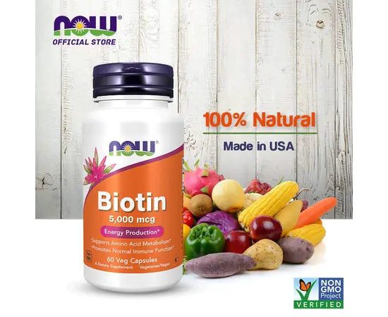 NOW Biotin 5000 mcg 60 caps, Фасування: 60 caps, image , зображення 4