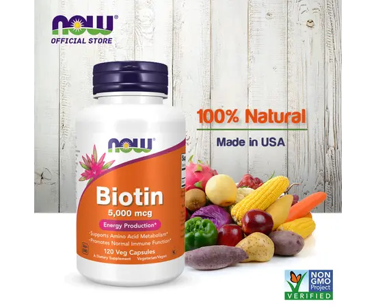 NOW Biotin 5000 mcg 120 caps, Фасування: 120 caps, image , зображення 4