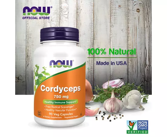 NOW Cordyceps 750 mg 90 caps, image , зображення 5
