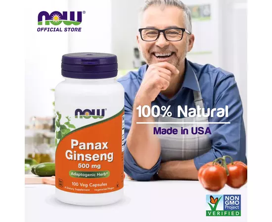 NOW Panax Ginseng 500 mg 100 caps, image , зображення 5