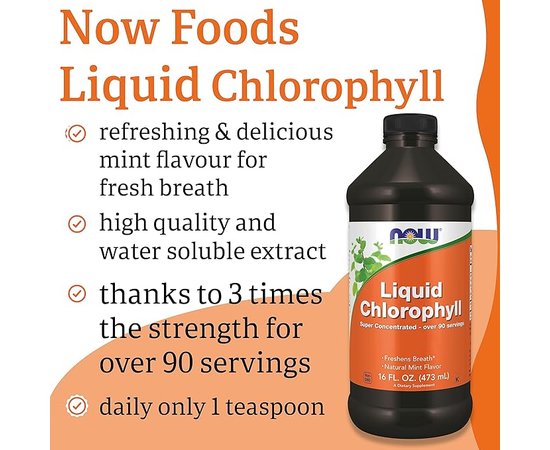 NOW Liquid Chlorophyll + Mint 473 ml, NOW Liquid Chlorophyll + Mint 473 ml , изображение 7 в интернет магазине Mega Mass
