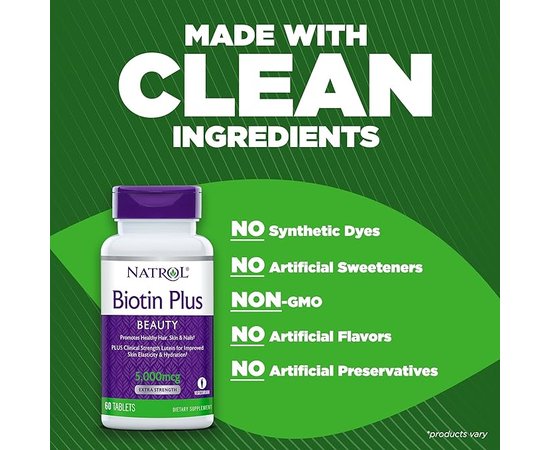 Natrol Biotin Plus Beauty 5.000 mcg 60 tabs, image , зображення 5