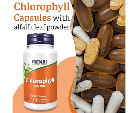 NOW Chlorophyll 90 caps, image , зображення 3