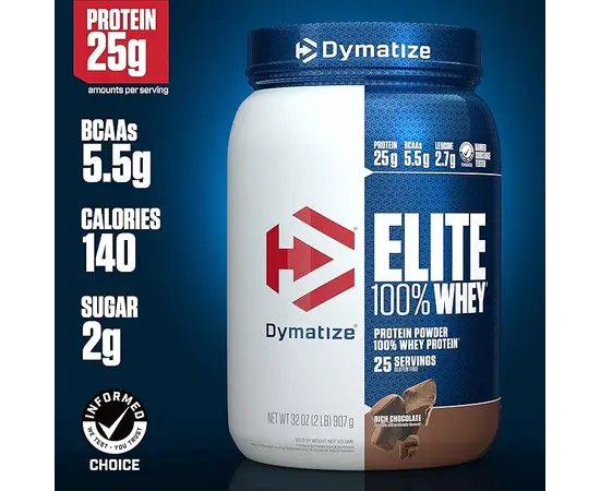 Dymatize Elite 100 % Whey Protein 908 g, Смак:  Chocolate / Шоколад, image , зображення 3