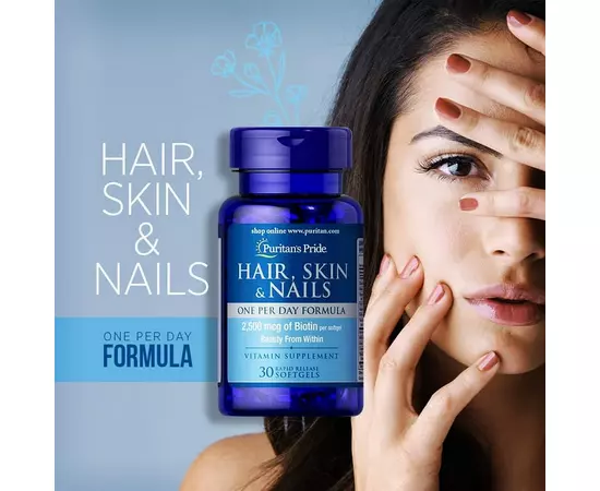 Puritan`s Pride Hair Skin & Nails One per Day Formula 30 softgels, Фасовка: 30 softgels, image , зображення 6
