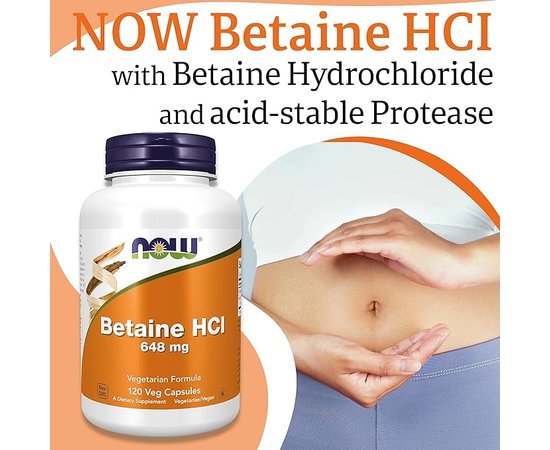 NOW Betaine HCI 648 mg 120 caps, image , зображення 6