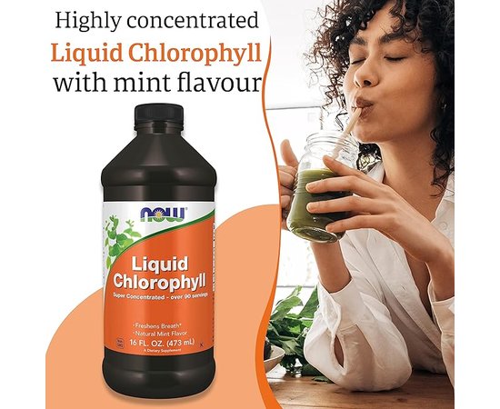 NOW Liquid Chlorophyll + Mint 473 ml, image , зображення 4