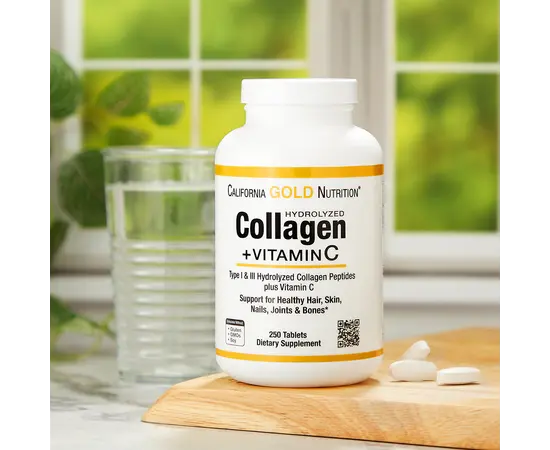 California Gold Nutrition Hydrolyzed Collagen + Vitamin C 250 tabs, California Gold Nutrition Hydrolyzed Collagen + Vitamin C 250 tabs , изображение 4 в интернет магазине Mega Mass