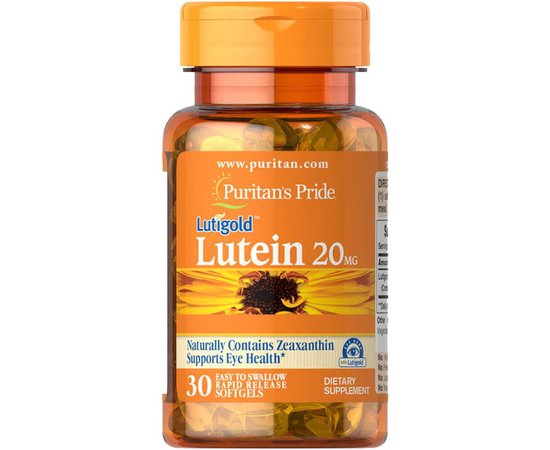 Puritan’s Pride Lutein 20 mg with Zeaxanthin 30 softgels, Фасовка: 30 softgels, image 