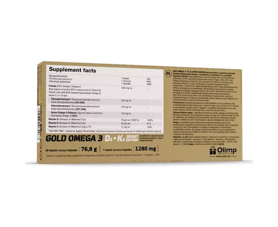 Olimp Gold Omega-3 D3+K2 Sport Edition 60 caps, image , зображення 2