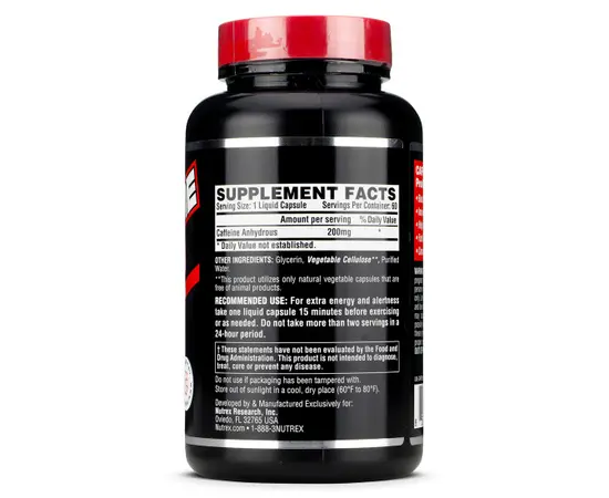 Nutrex Caffeine 200 mg 60 caps, Nutrex Caffeine 200 mg 60 caps , изображение 2 в интернет магазине Mega Mass
