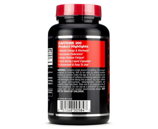 Nutrex Caffeine 200 mg 60 caps, image , зображення 3