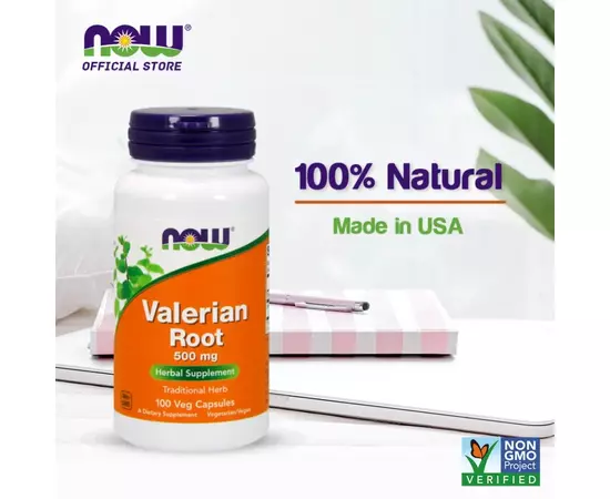 NOW Valerian Root 500 mg 100 veg caps, image , зображення 6
