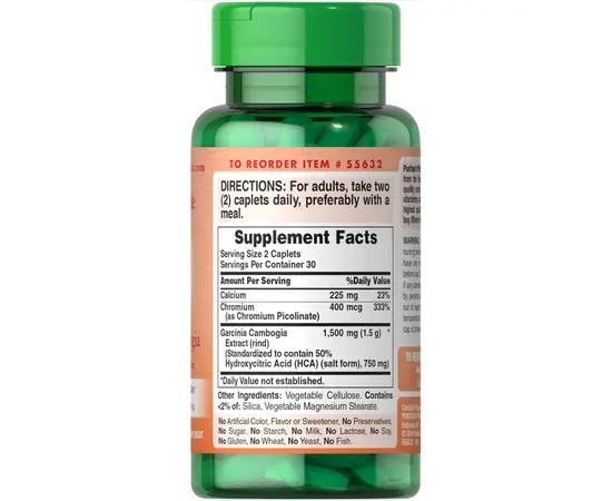 Puritan's Pride Garcinia Cambogia 750 mg 60 tabs, Концентрація: 750 mg, image , зображення 2