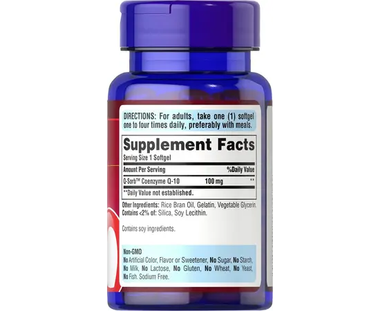 Puritan's Pride CO Q-10 100 mg 120 softgels, Фасування: 120 softgels, image , зображення 2