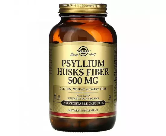 Solgar Psyllium Husks Fiber 500 mg 200 caps, image 